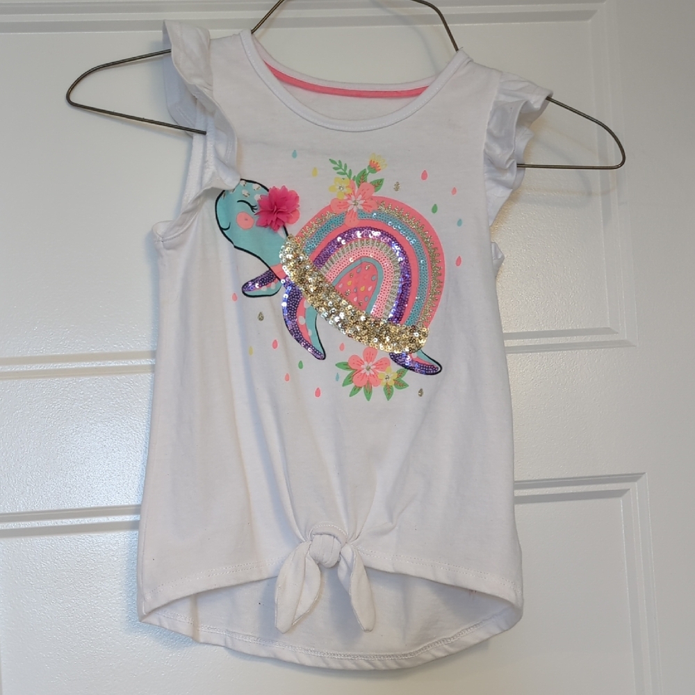 Cynthia Rowley White Tank Top with Colorful Turtle Design